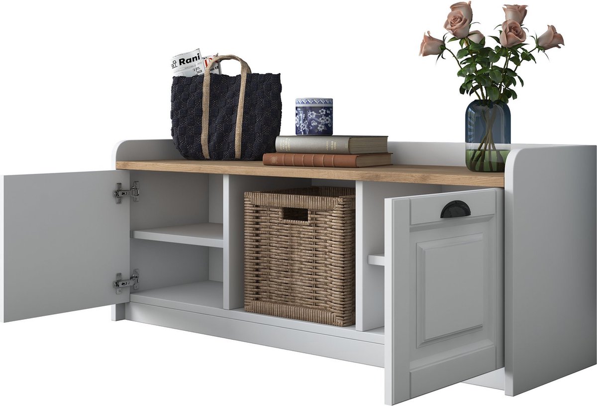 Wren Schoenenkast 120cm | 100% Melamine | Wit Notenhout
