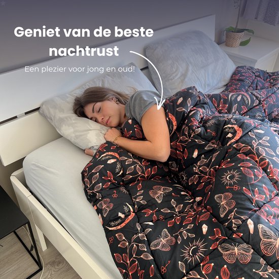 HappyBed Twilight ruby | 240x220 - Wasbaar dekbed zonder overtrek - Bedrukt dekbed - Gekleurd dekbed - Dekbed met print - Hoesloos dekbed - HappyBed®