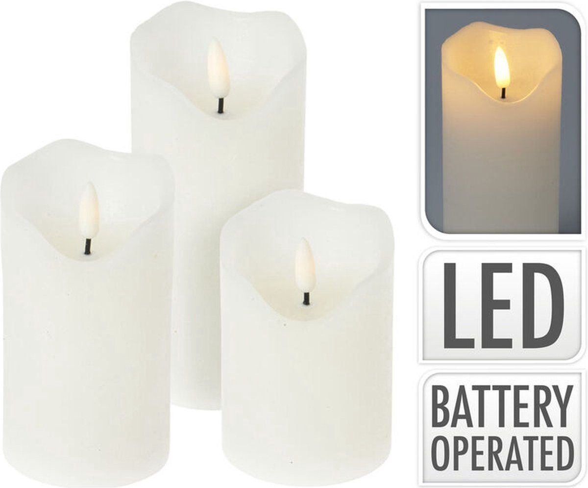 Led kaars wit 3 stuks wit