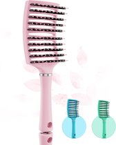 Brosse à cheveux perméable à Ventilation incurvée Moonie's - Brosse à cheveux anti-emmêlement - Rose - Brosse démêlante - Brosse ventilée incurvée - Pink