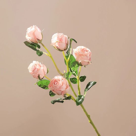 BaykaDecor - Rose Artificielle de Luxe 5 Boutons - Fleur Artificielle - Décoration de la Maison - Fleurs artificielles - Décoration - Cadeau - Fausses Fleurs - Rose 60CM