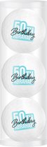 Golfpresentjes-3 Golfballen abraham-50 jaar happy birthday-Golfcadeau-Golfgadget-Golfballen-Golfer-Golfaccessoires