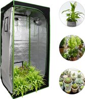 Kweektent in huis - 80 x 80 x 180 cm - Growtent Binnen - Growbox om Planten te Kweken - planten kweken - Zwart&Groen - 2-in-1 Kweekkast - Planten Dark Room - Greenhouse - Waterdicht