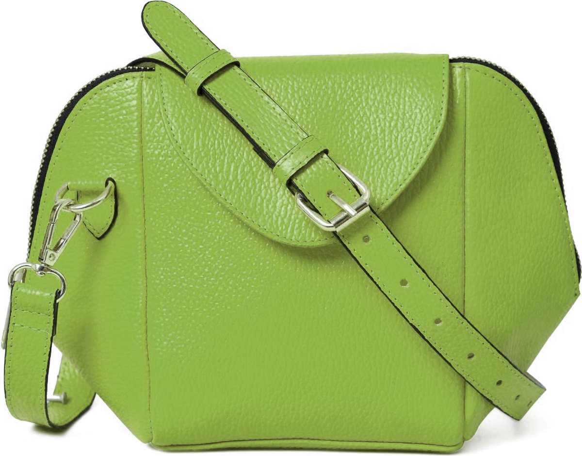 Leren slingbag en schoudertas - Groen Kleur