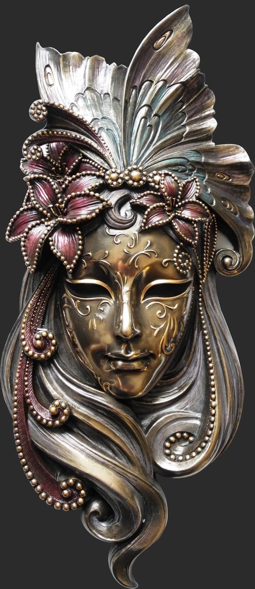 Design Toscano WU74139 Sculpture Murale Masque De Venise Paon Multicolore - Décoration Artistique Gabriella Veronese
