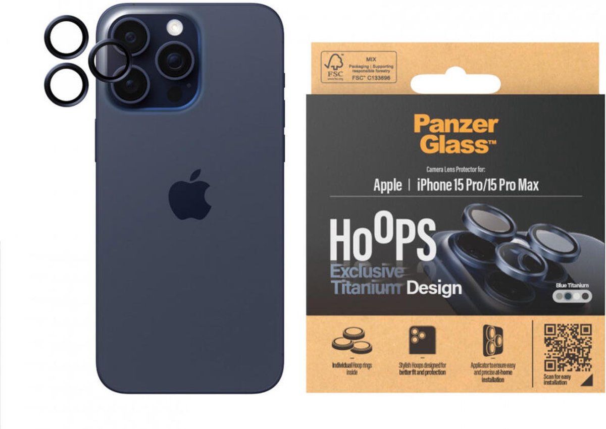 PanzerGlass® Hoops™ Camera Lens Protector iPhone 15 Pro, 15 Pro Max