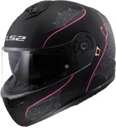 LS2 Helm Strobe II Lux FF908 mat zwart / roze maat XS