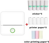 X6 200DPI Student Homework Printer Bluetooth Inkless Pocket Printer White 5 Printer Papers+5 Stickers + 3 Color Papers