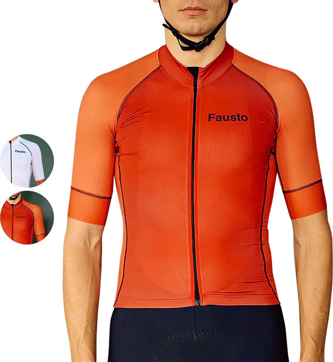 Fausto Cycling Shades - Wielrenshirt met Korte Mouwen - Fietskleding voor Heren -Wielertrui - Fietstrui - Rood - Maat L
