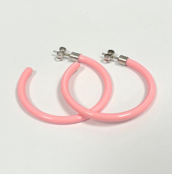 Oorringen roze - 3.8 Centimeter - Babyroze, lichtroze - Pink - Damesdingetjes