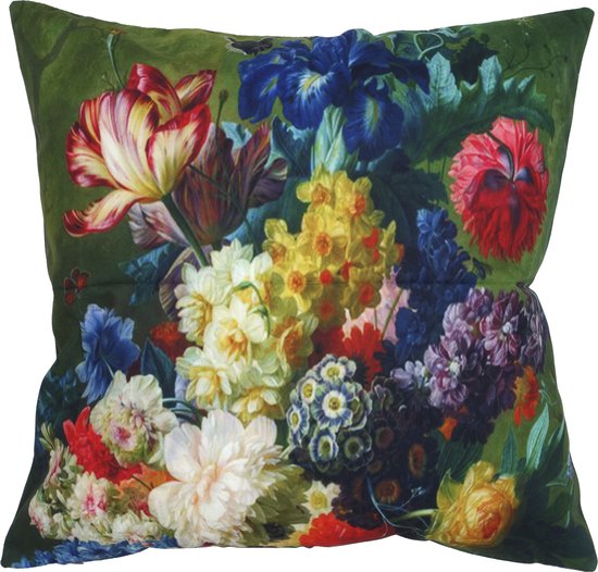 Kussenhoes Vintage bloemen groen | 44 x 44 cm | Landelijk | 44 x 44 cm | Exclusief binnenkussen