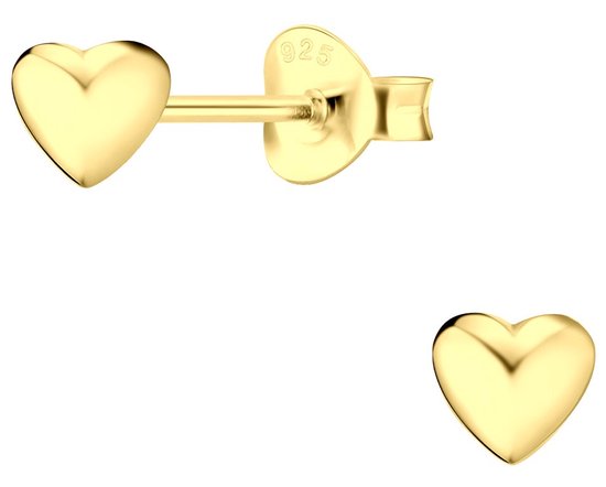Joy|S - Zilveren hartjes oorbellen - 5 mm - massief - 14k goudplating