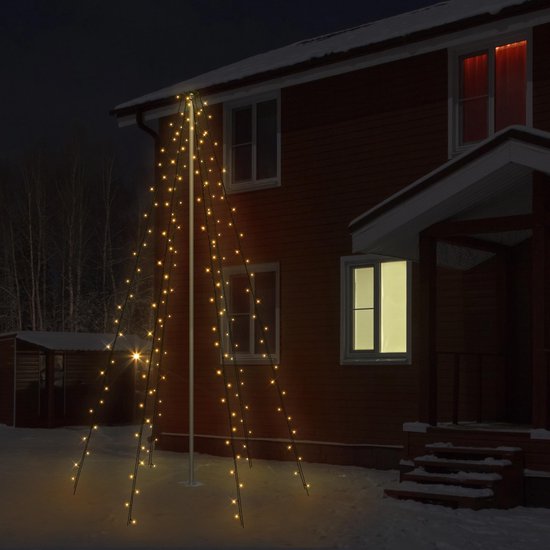 Vlaggenmast verlichting - 192 LED's - 208 cm hoog - warm wit licht - waterdicht - Pro Garden