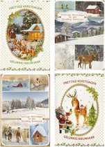 Kerst- en nieuwjaarskaarten - 20 stuks met enveloppen - 4 verschillende designs - thema dieren