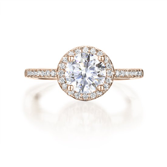 Seraphina - 18k Roségouden Moissanite Halo Verlovingsring - 1 karaat