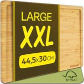 Snijplank van hout, groot, XXL, met sapgroef, aan beide zijden bruikbaar, houten plank van bamboe, massief