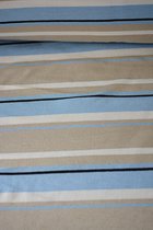 Tricot blauw met brede beige strepen 1 meter - modestoffen voor naaien - stoffen