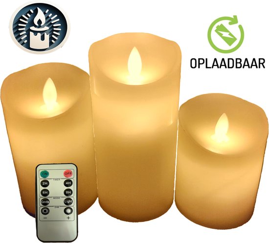 Echte Premium Luxe Oplaadbare LED Kaarsen met Afstandsbediening - Elegante Kaarsenset - Oscillerend - Bewegende Vlam - Veilig & Duurzaam - Realistische Vlam - Oplaadbare Sfeerverlichting - Top Segment - Lichtgeel