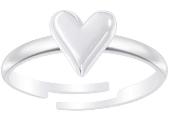 Joy|S - Zilveren hartje ring - verstelbaar - voor kinderen