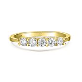 Quintella - 14k Geelgouden 5 Stenen Moissanite Jubileumring