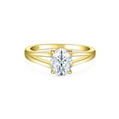 Grace - 14k Geelgouden Ovaal Split- 14k GeelgoudenShank Moissanite Ring - 0.9 karaat