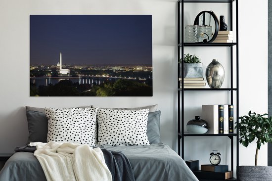 Peintures sur toile - Skyline Washington DC la nuit - 140x90 cm - Décoration murale