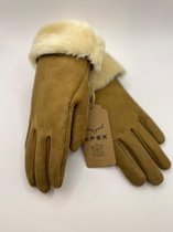 Apex Gloves - Dames en Heren Suede Leren Handschoenen - Hoge kwaliteit %100 Schapenleer - Taupe - Winter - Extra warm - Maat S
