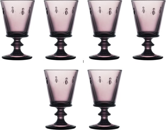 Foto: La roch re bee wijnglas bijtjes paars handgeblazen set van 6 h 14 cm