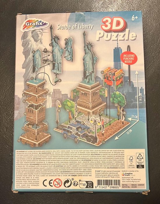 3D puzzel | Vrijheidsbeeld | Statue of Liberty | Grafix | 6+