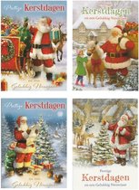 Kerst- en nieuwjaarskaarten - 20 stuks met enveloppen - 4 verschillende designs - kerstmannen thema