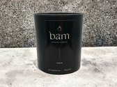 BAM kaarsen -Aqua geurkaars met houten wiek in een zwart potje - op basis van zonnebloemwas - cadeautip - geschenk - vegan