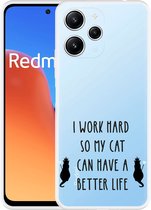 Cazy Hoesje geschikt voor Xiaomi Redmi 12 4G Royalty Cat Zwart