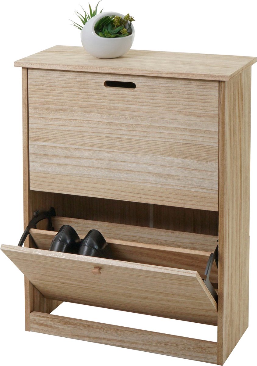 en.casa] Schoenenkast Selk 50x90x35 cm bamboe grijs | premiumXL
