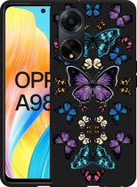 Cazy Hoesje Zwart geschikt voor Oppo A98 5G Vlinder Symmetrie