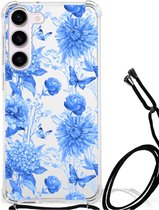 Case voor Geschikt voor Samsung Galaxy S23 Flowers Blue