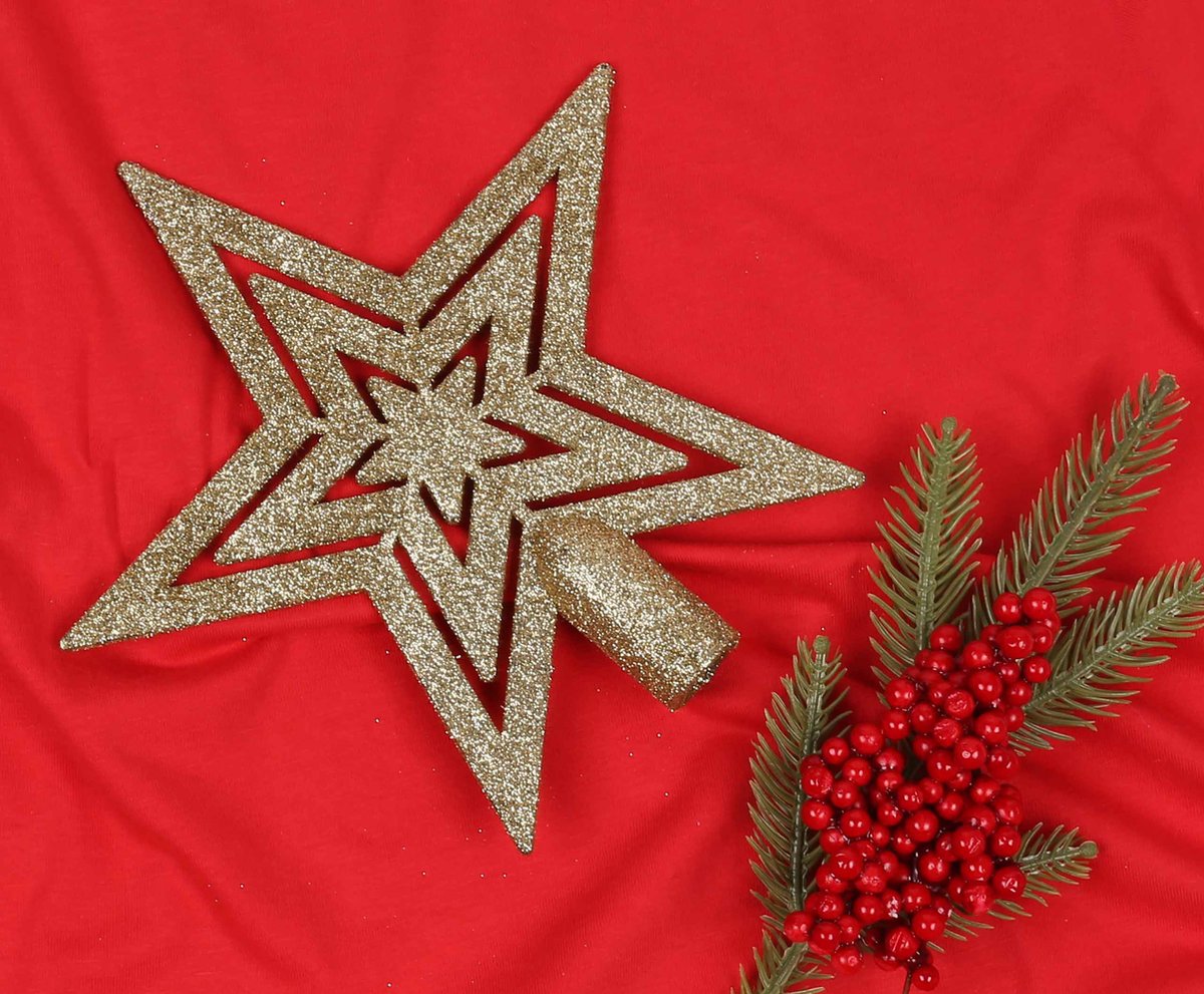 Étoile De Noël Dorée Pour Sapin - Pointe De Sapin Scintillante - Décoration Réutilisable Facile à Installer