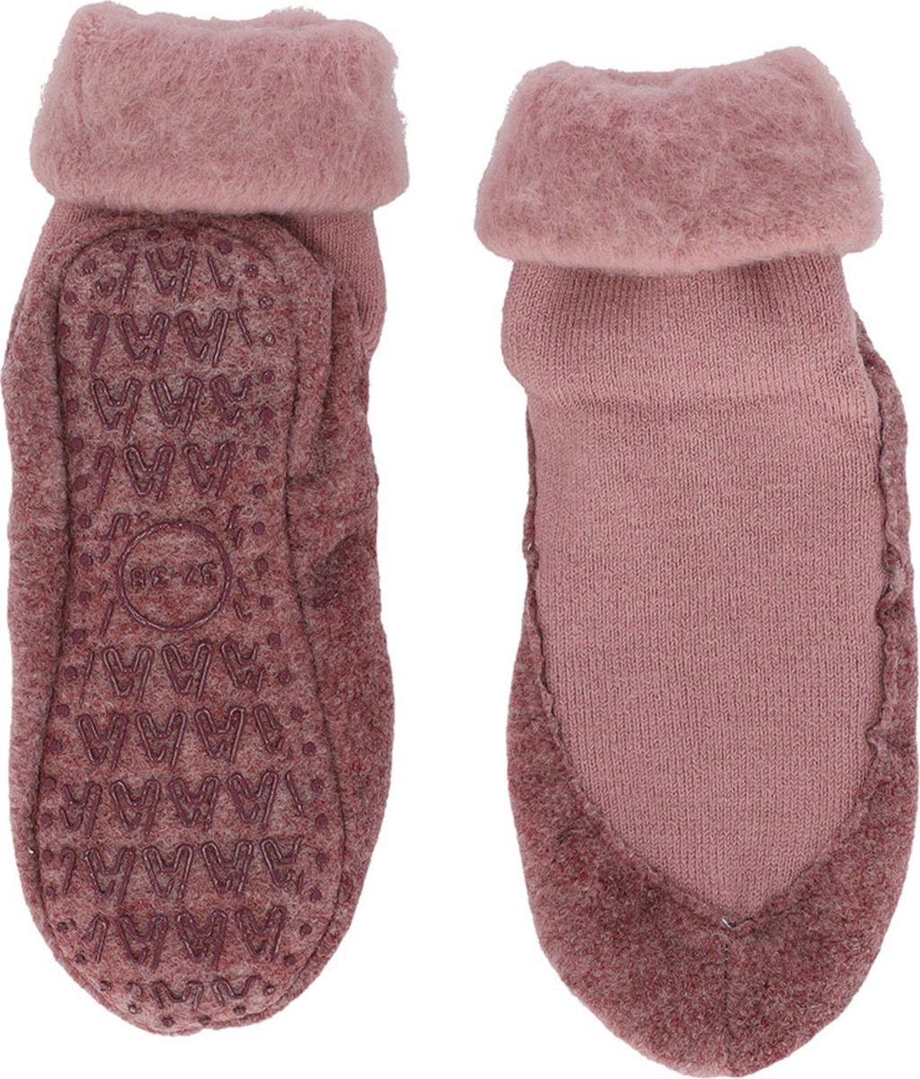 Heat Essentials - Wollen Pantoffel Sokken - Unisex - Paars - 41/42 - Cosyshoe Antislip Sokken - Pantoffels Dames - Sloffen Dames - Huissokken