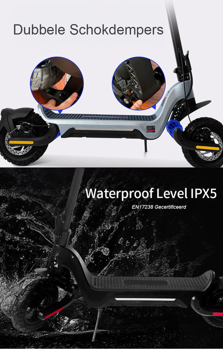 Afbeelding 2 van SturdyMove S9+ Elektrische step - Bereik 50-70km - 800W - 15ah - 10 Inch Off-Road Banden - Voor & Achter-vering - E-Step - Steppen - Electric Scooter - Geel