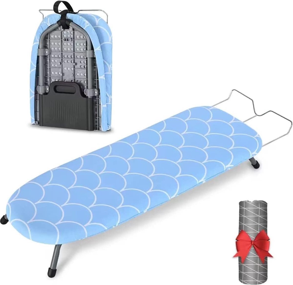 Strijkplank, kleine strijkplank, opvouwbaar met vouwfunctie, ruimtebesparend, mini opvouwbare strijkplank met antislipvoetjes voor thuisgebruik, 81,5 x 32 cm