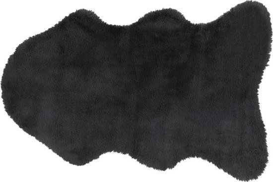 Schapenvacht - dierenvacht - imitatiebont 60x90 donker grijs - sierkleedje - knuffelkleedje - zeer zacht ook achterzijde (eco suede)