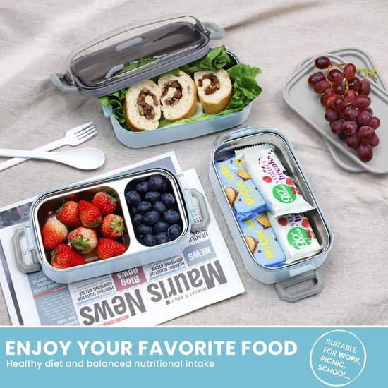 FRADABOX® Bento Lunch Box Robin 2700 ml, 3 Levels with Cutlery and