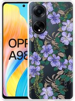 Cazy Hoesje geschikt voor Oppo A98 5G Purple Flowers
