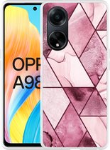 Cazy Hoesje geschikt voor Oppo A98 5G Roze Marmer Mix