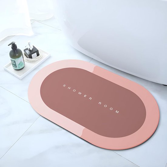 Super absorberende vloermat, 40 x 60 cm, antislip, sneldrogende badkamermatten, rubberen vloeren voor thuis, gemakkelijk te reinigen, badmat voor badkuip, wastafel (roze)