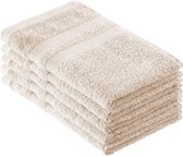 Handdoekenset, zacht en absorberend, 100% katoen, Oeko-Tex 100-gecertificeerd (5 gastendoekjes 30 x 50 cm, beige)