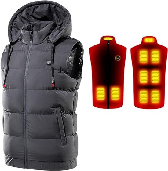 ARRIS Verwarmd Vest voor Mannen Grootte Verstelbare Elektrische Verwarming Lichaam Warm Gilet 7.4V Batterij Aangedreven voor Winter Gebruik, Zwart