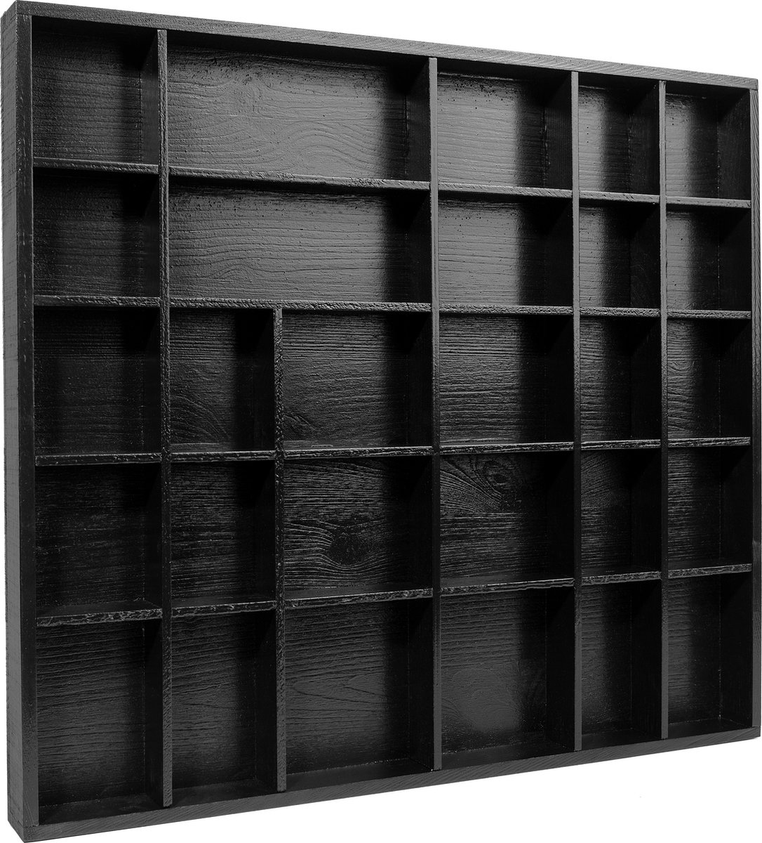 Creative Deco Sieradenkast Opergkast Zwart | 28 Vakken | 44,5 x 40 x 3 cm | Houten Ongeverfd | Decoupage