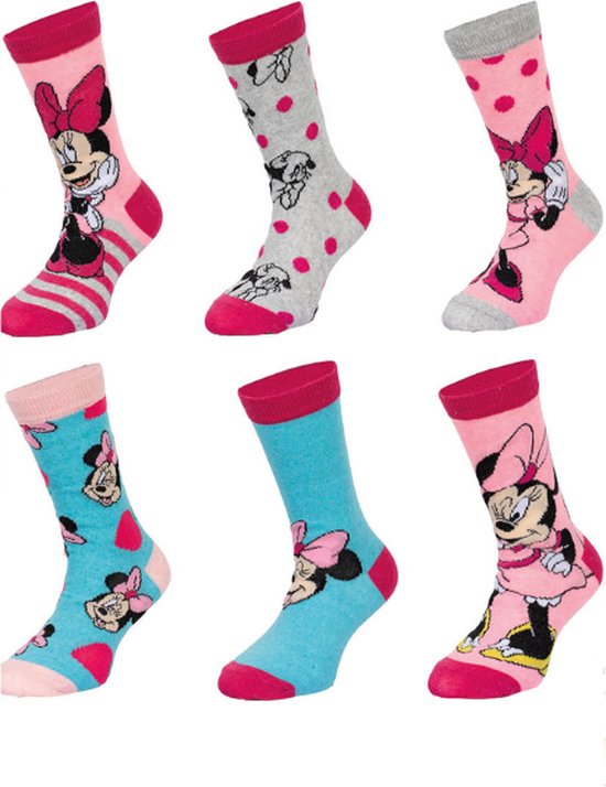 Minnie Mouse Sokken | 6 Paar | Maat 27-30 | Gekleurd