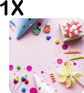 BWK Flexibele Placemat - Roze Party - Feest - Versiering - Achtergrond - Set van 1 Placemats - 40x40 cm - PVC Doek - Afneembaar