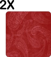 BWK Luxe Placemat - Rood - Patroon - Achtergrond - Set van 2 Placemats - 50x50 cm - 2 mm dik Vinyl - Anti Slip - Afneembaar